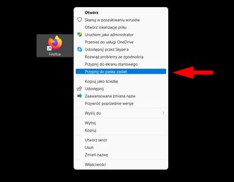 Dodawanie skrótu do paska zadań z poziomu menu kontekstowego