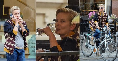 Magdalena Cielecka spędza popołudnie na pogawędce przy napojach i przejażdżce rowerem (ZDJĘCIA)