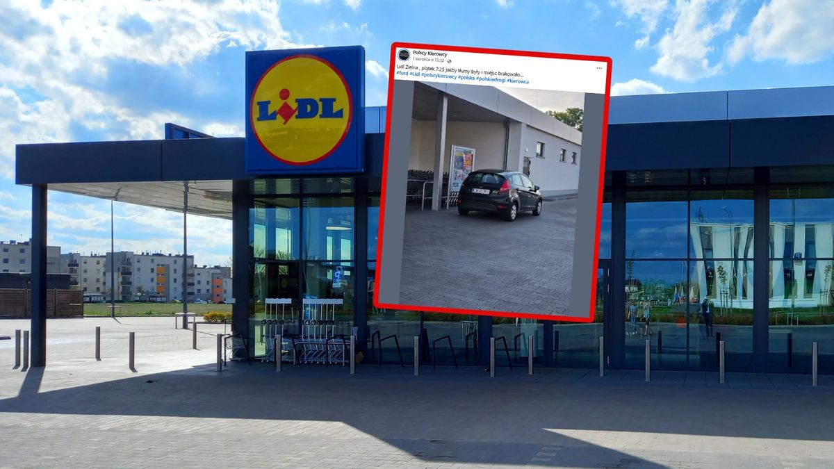 Tak ktoś zaparkował przed Lidlem.