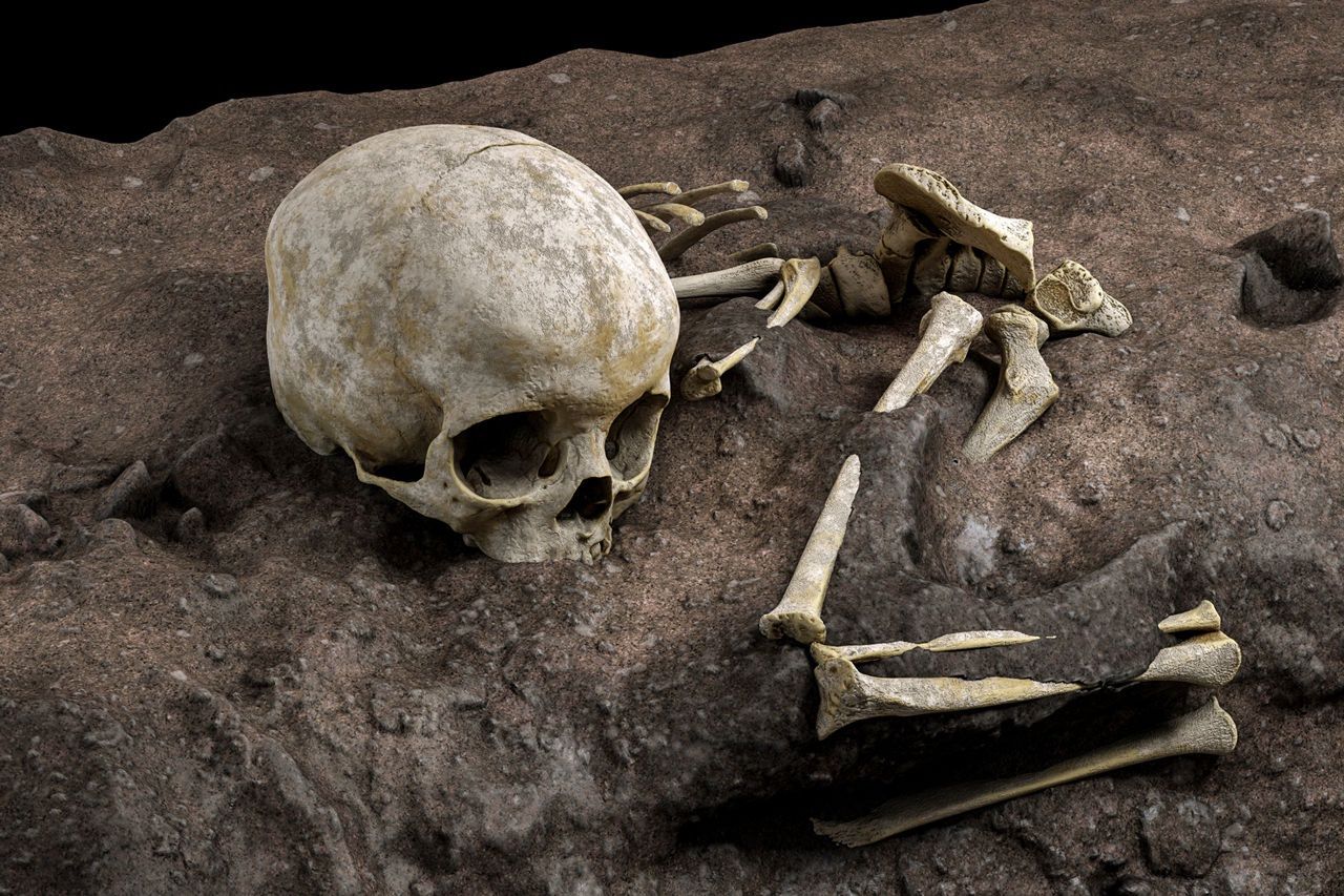 Odkryto najstarszy grób człowieka w Afryce. To małe dziecko - Komputerowa rekonstrukcja odnalezionych w grobie kości dziecka