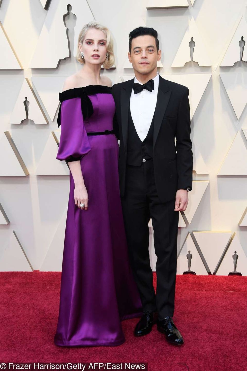 Lucy Boynton i Rami Malek – Oscary 2019, kreacja: RODARTE; garnitur: YSL
