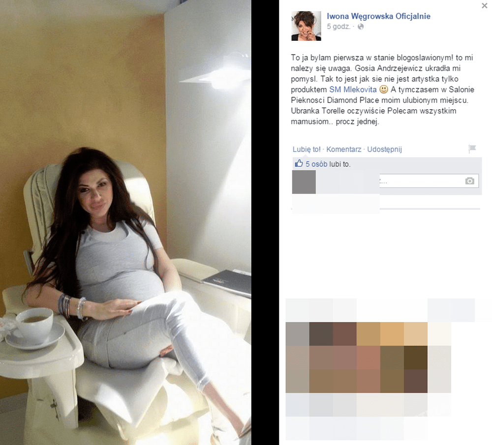 Domniemany wpis Iwony Węgrowskiej na Facebooku 
Fot. screen z Facebook
