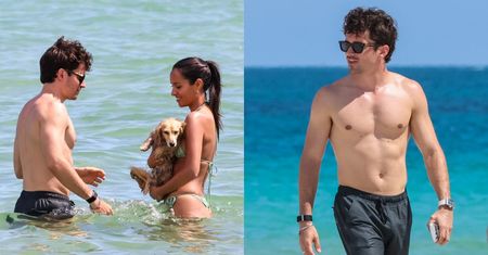Charles Leclerc pluska się w oceanie z niedawno POŚLUBIONĄ żoną. Idealny miesiąc miodowy? (ZDJĘCIA)