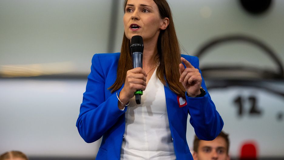 GDANSK, POLAND - 2023/08/31: Agnieszka Pomaska seen during political rally of Donald Tusk at the European Solidarity Center. The political rally was one of many campaign events held in the run up to the country's general election. Poland will hold parliamentary elections on October 15th. (Photo by Mateusz Slodkowski/SOPA Images/LightRocket via Getty Images)