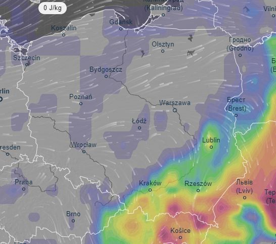 Prognozowane burze w środę (17.07)