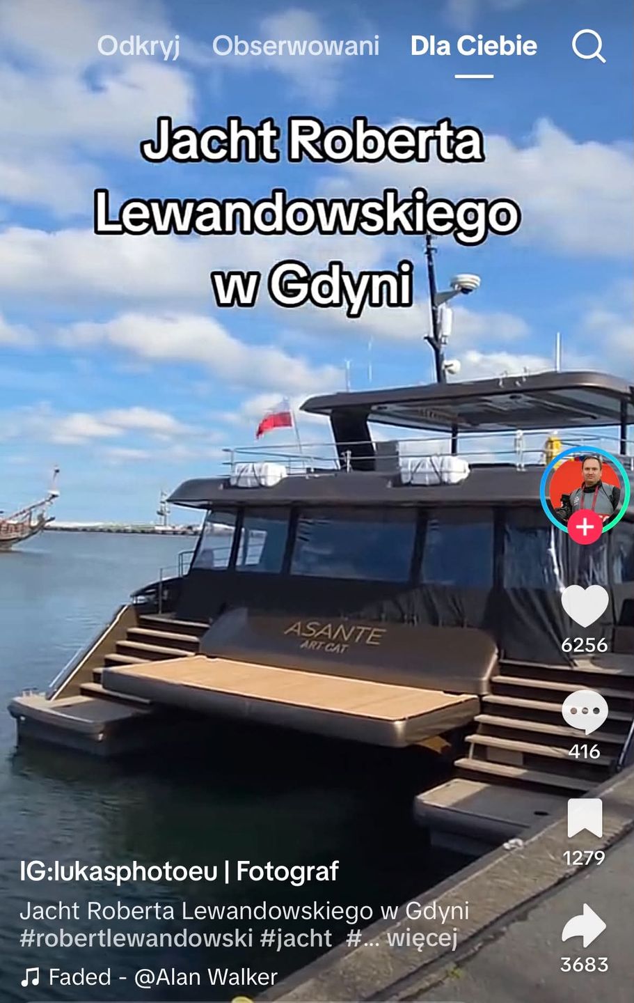 Jacht Roberta Lewandowskiego dopłynął do Gdyni