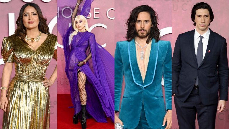 Angielska premiera "House of Gucci": fruwająca peleryna Lady Gagi, błyszcząca Salma Hayek, aksamitny Jared Leto... (ZDJĘCIA)