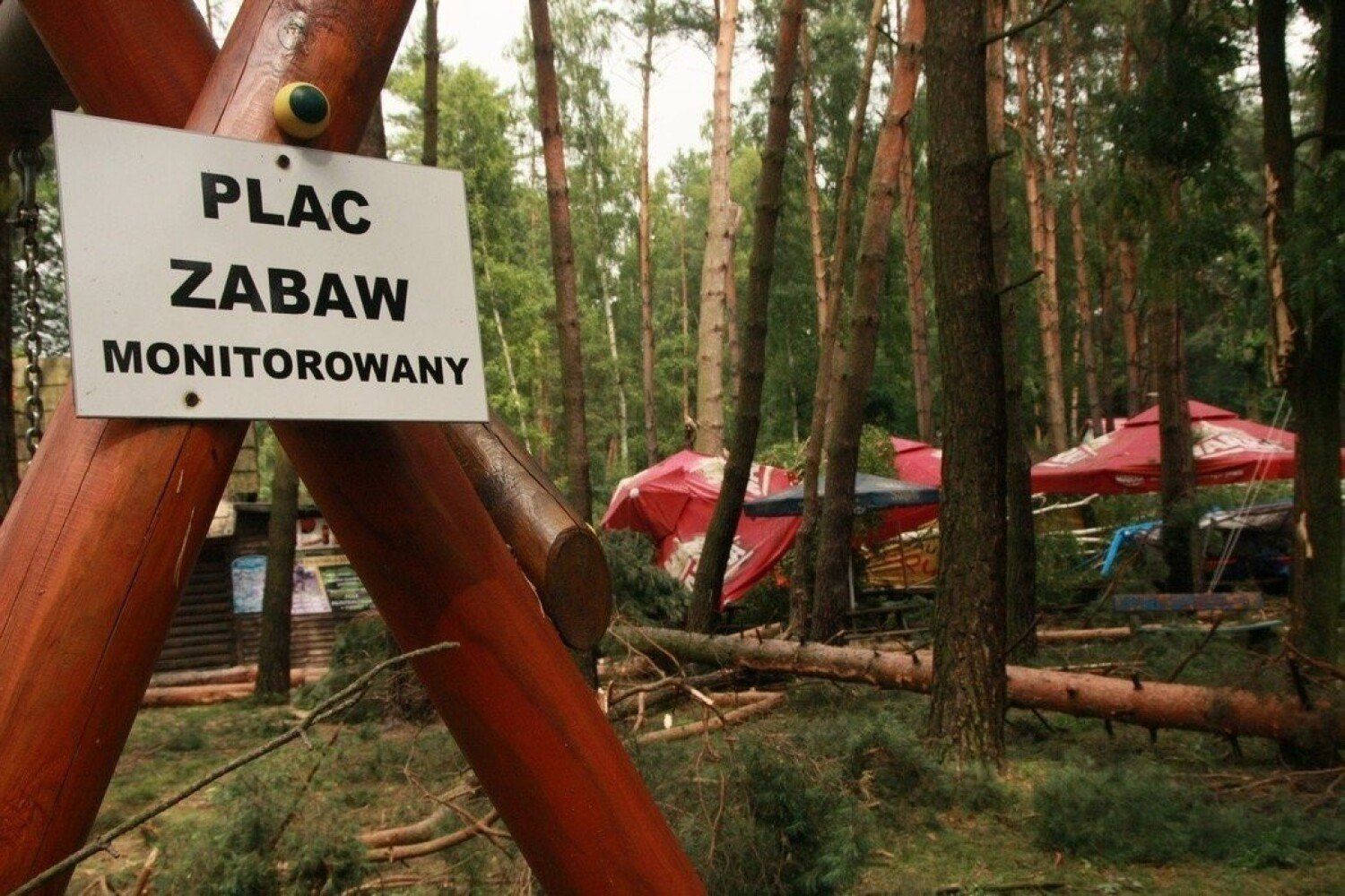 Tak wyglądało popularne kąpielisko nad jez. Głębokim koło Międzyrzecza po przejściu nawałnicy w lipcu 2013 r.