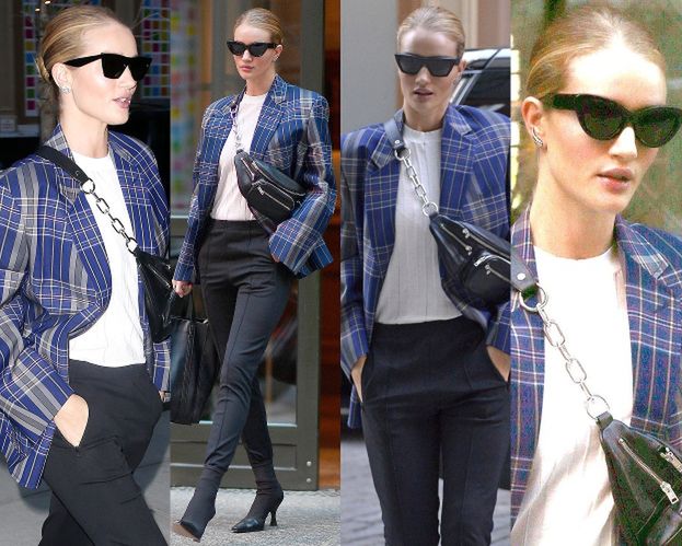 #TRENDY: Rosie Huntington-Whiteley w kraciastej marynarce