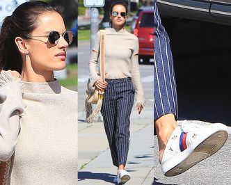 Alessandra Ambrosio w przydeptanych butach Gucci