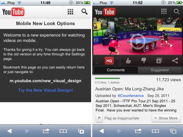 Nowy wygląd przeglądarkowego YouTube'a dla iOS