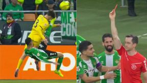 Złożył się do przewrotki, dostał czerwoną kartkę. Boli od samego patrzenia