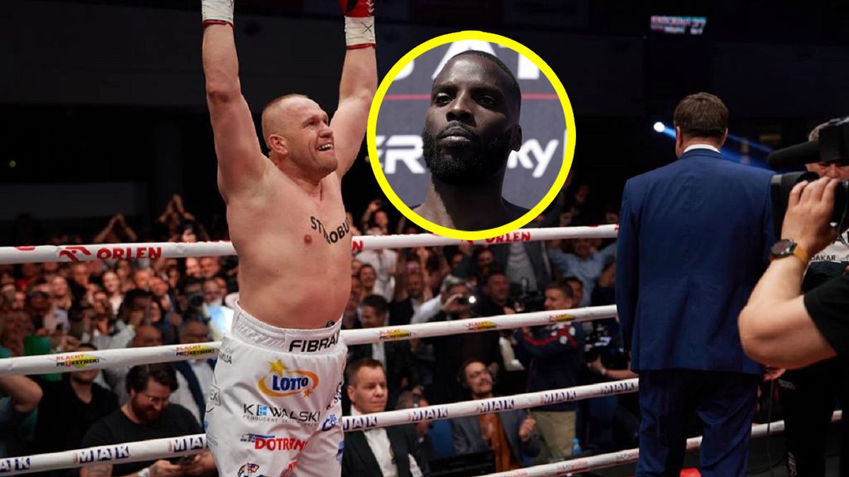 Materiały prasowe / Piotr Duszczyk/boxingphotos.pl / Na zdjęciu: Łukasz Różański, w kółeczku Lawrence Okolie (Getty Images/Andrew Matthews, PA Images)