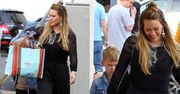 Hilary Duff zasłania synka torbą