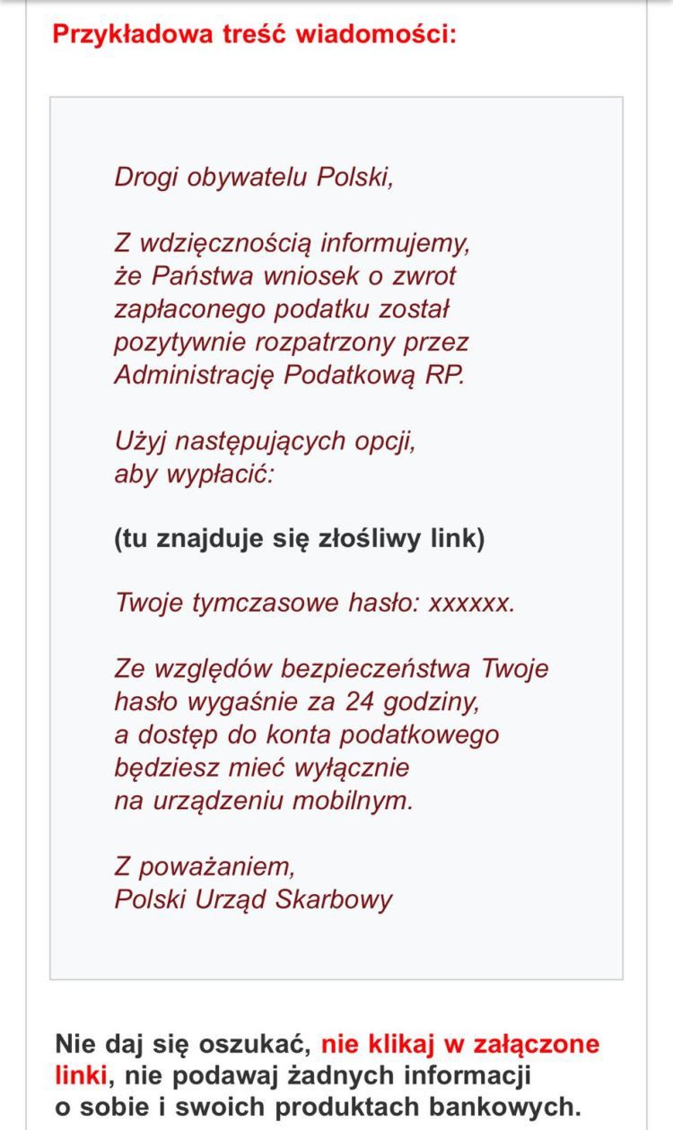 Ostrzeżenie przed oszustwem "na PIT"