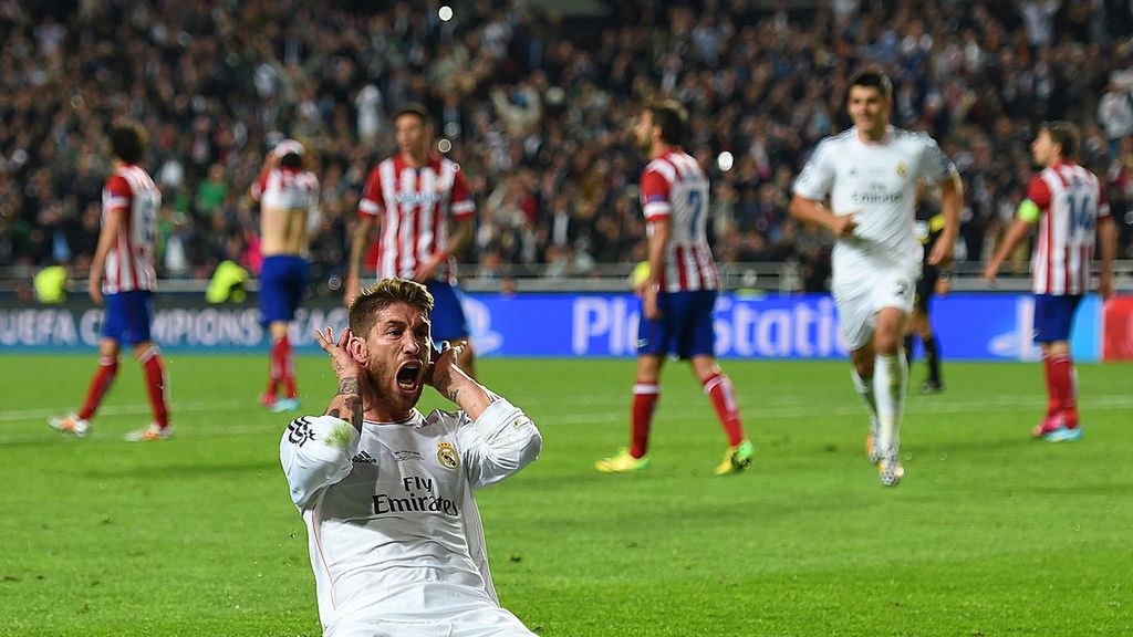 Sergio Ramos podczas finału Ligi Mistrzów 2013/2014 przeciwko Atletico Madryt