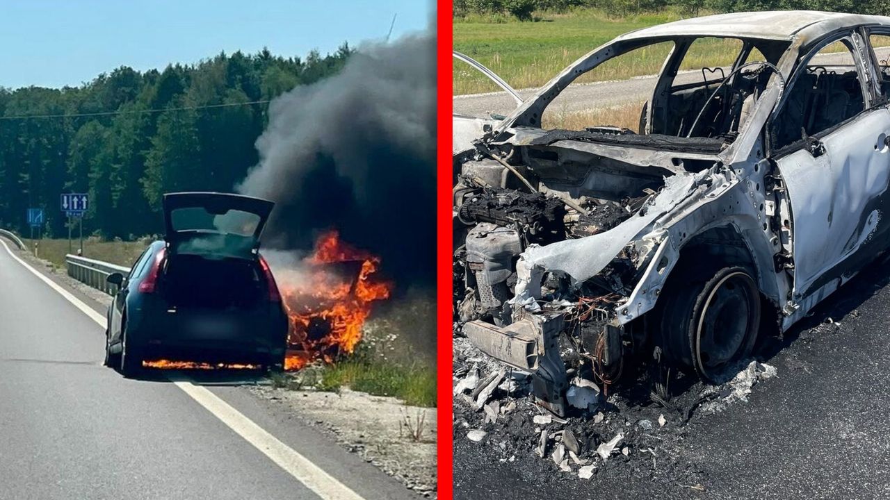 Jechał płonącym samochodem. Dwóch seniorów uratowanych