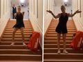 Sabalenka schodziła po schodach. Nagle zaczęła robić to