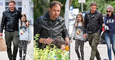 Smutny Karolak obejmuje córkę na spacerze (WIDEO)