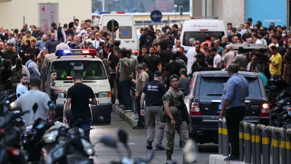 Temporary
Ambulances are surrounded by people at the entrance of the American University of Beirut Medical Center, on September 17, 2024, after explosions hit locations in several Hezbollah strongholds around Lebanon amid ongoing cross-border tensions between Israel and Hezbollah fighters. Hundreds of people were wounded when Hezbollah members' paging devices exploded simultaneously across Lebanon on September 17, in what a source close to the militant movement said was an "Israeli breach" of its communications. (Photo by Anwar AMRO / AFP)
ANWAR AMRO