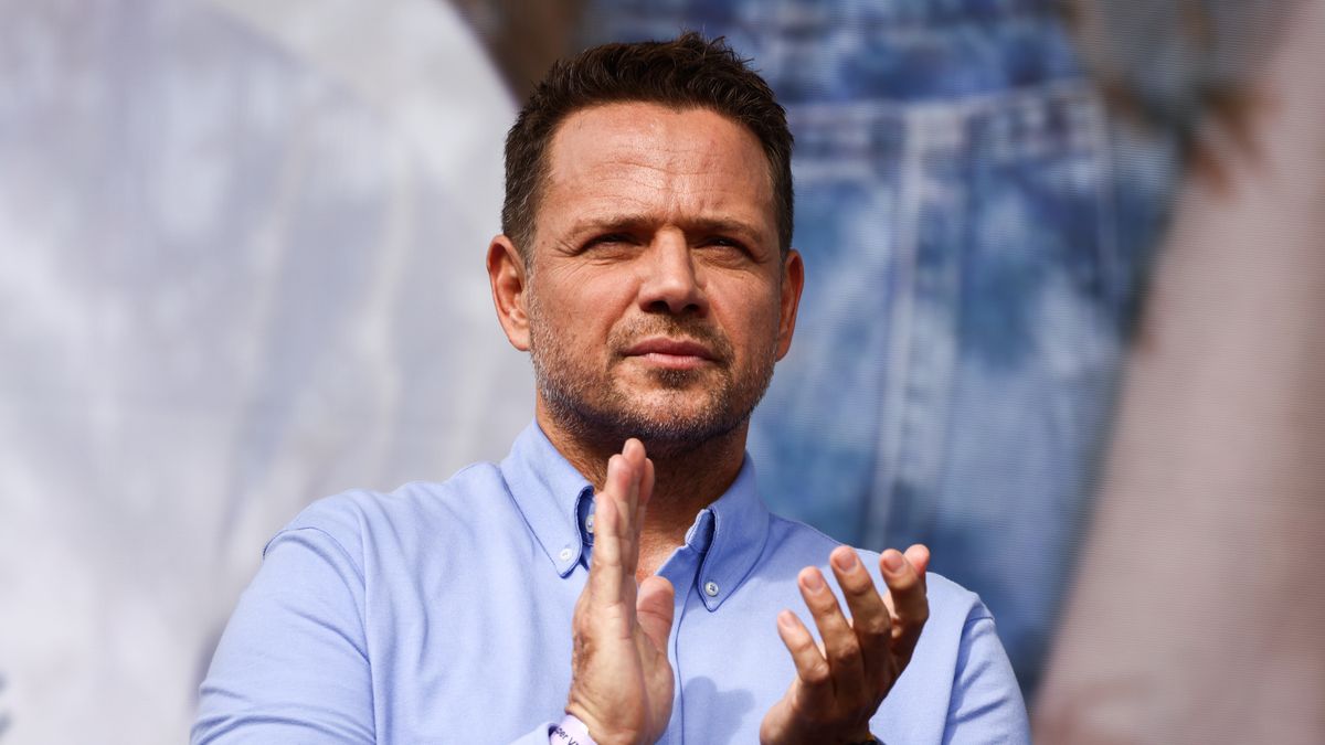 Rafal Trzaskowski, mayor of Warsaw attends 'Million Hearts March' organized by Civic Coalition (KO) in Warsaw, Poland on October 1st, 2023. The largest demonstration in recent years in Poland gathered people to protest against Poland's conservative government two weeks ahead of a general election. (Photo by Beata Zawrzel/NurPhoto via Getty Images)