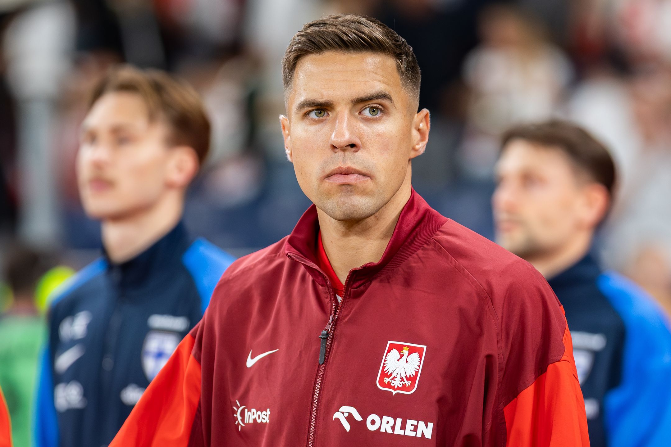 CHORZOW, POLAND - 2025/09/07: Jan Bednarek of Poland seen during the 2026 FIFA World Cup Qualifier Group G match between Poland and Finland at Superauto.pl Silesian Stadium. Final score; Poland 3:1 Finland. (Photo by Mikolaj Barbanell/SOPA Images/LightRocket via Getty Images)