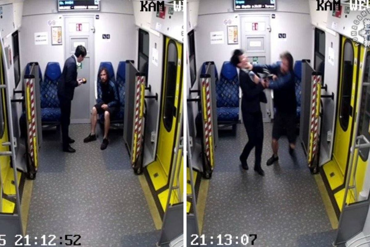Nagle rzucił się na konduktorkę. Są zdjęcia. Policja szuka agresora