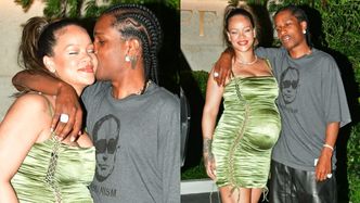 Rihanna prezentuje ciążowe krągłości, obściskując się z ukochanym przed restauracją na Barbadosie (ZDJĘCIA)