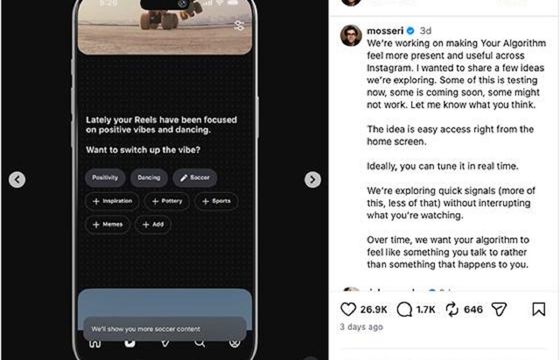 Instagram testuje nowe opcje w ramach "Your Algorithm"