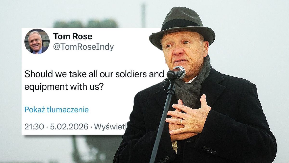 Ambasador USA w Polsce Tom Rose. W tle usunięty już wpis z X