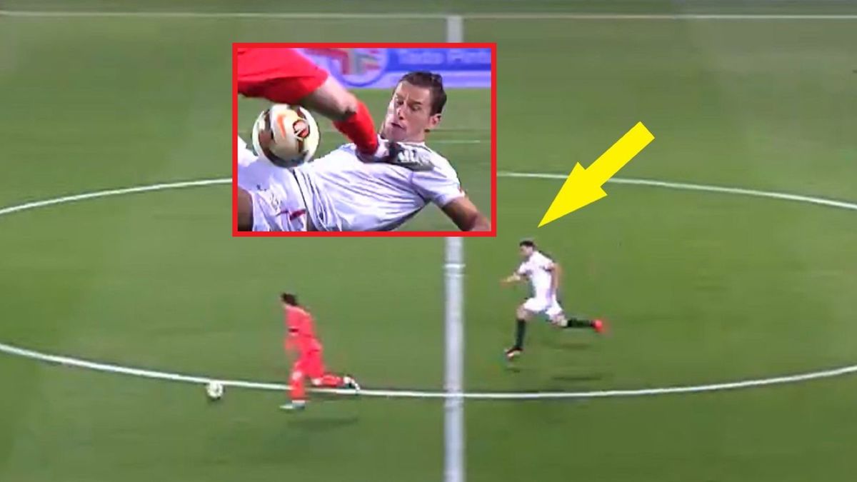 Twitter / Canal Plus Sport / Grzegorz Krychowiak zatrzymujący Lionela Messiego