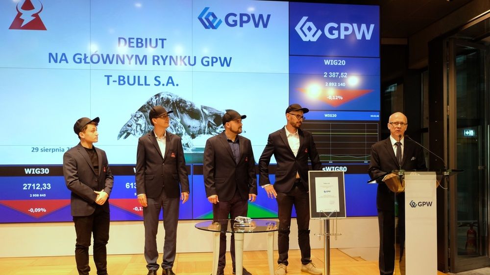 Oficjalne przywitanie spółki T-Bull na warszawskiej giełdzie.