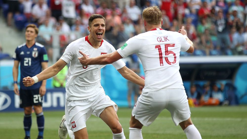 Getty Images / Julian Finney / Na zdjęciu: Jan Bednarek po zdobyciu bramki w meczu z Japonią