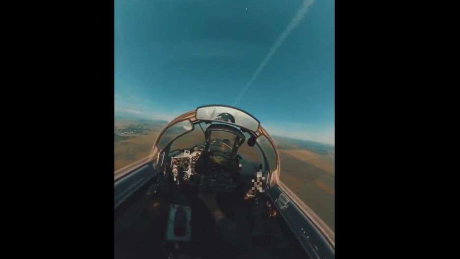Ukraiński pilot MiG-a 29 podczas zestrzeliwania rosyjskiego drona.