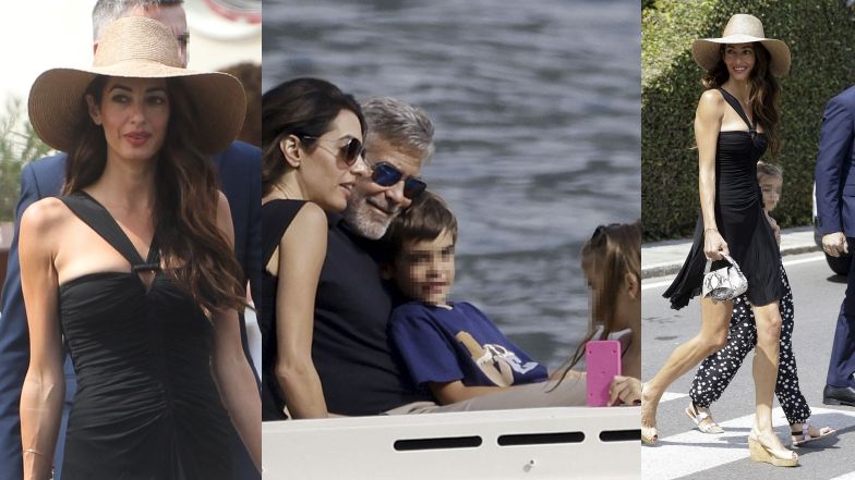 George Clooney i Amal Clooney wypoczywają z dziećmi nad jeziorem Como