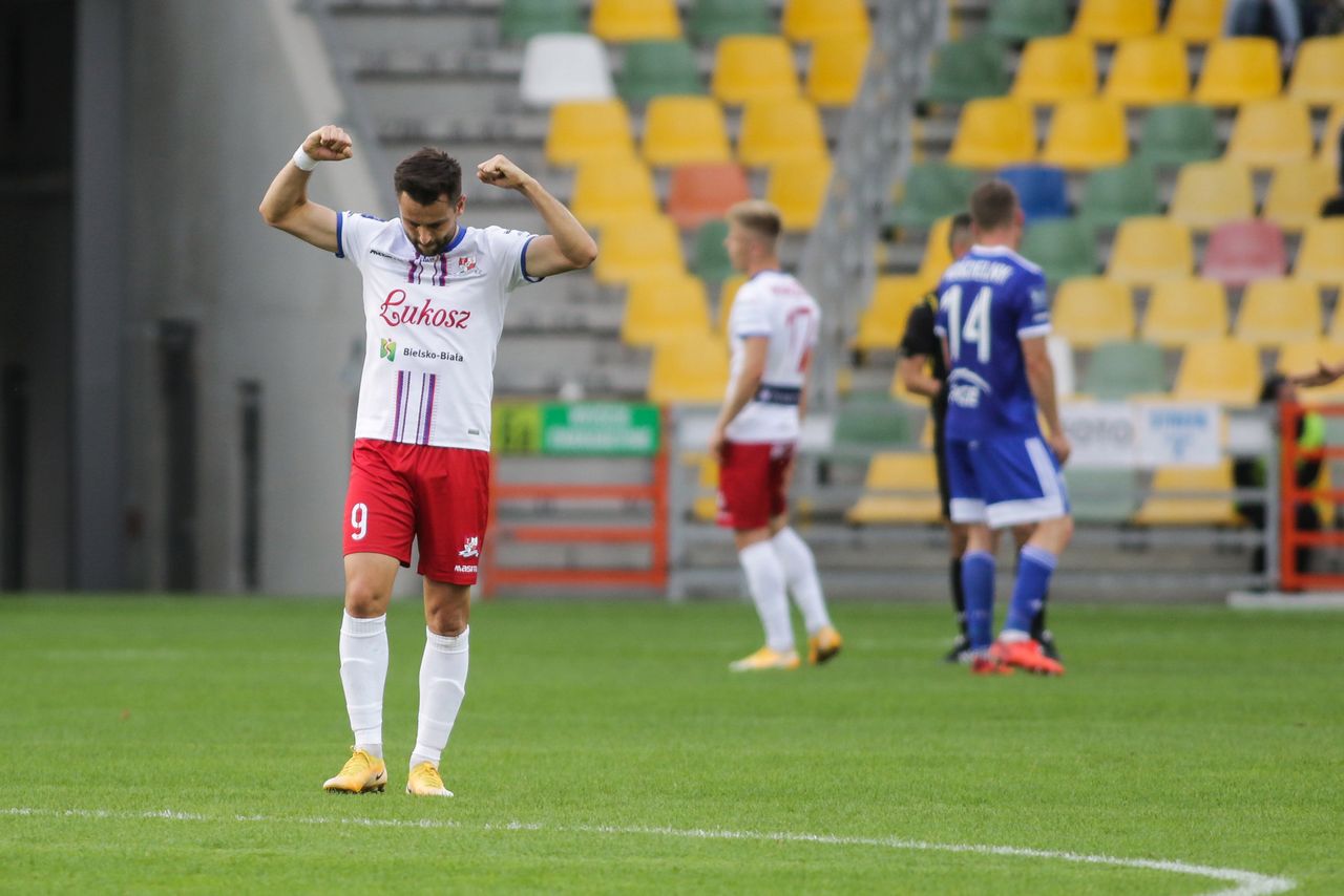 Kamil Biliński podczas meczu Ekstraklasy TS Podbeskidzie Bielsko Biala - FKS PGE Stal Mielec.