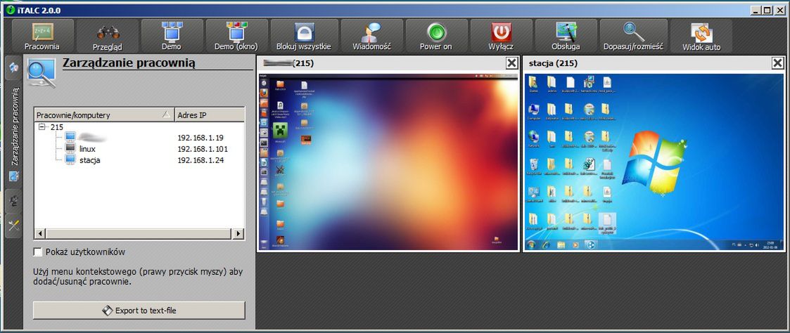 iTalc pod Windows 2008 monitorujący Ubuntu 11.10 i Windows 7