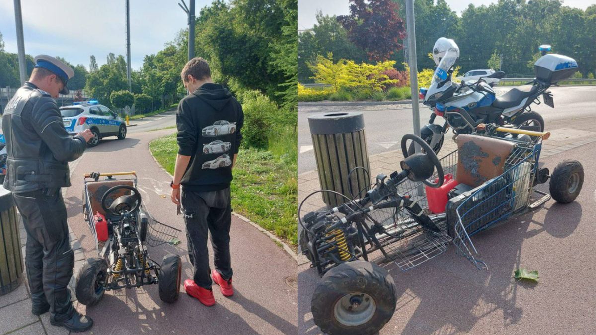 19-latek skonstruował bolid z wózka na zakupy