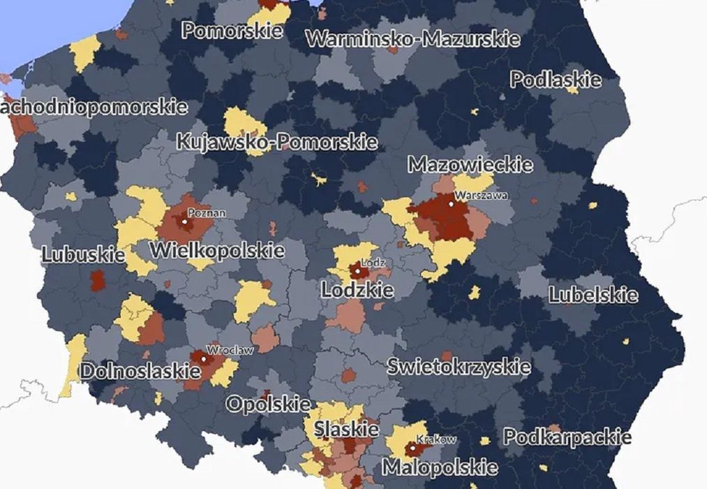 Mapa biedy i bogactwa w Polsce. Pokazuje, ile naprawdę mają Polacy
