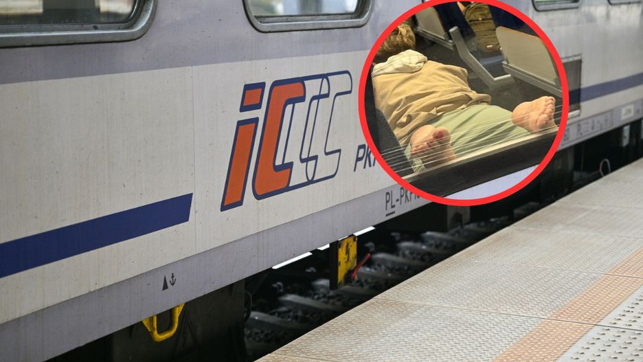 Pasażerka leżała w pociągu bez obuwia