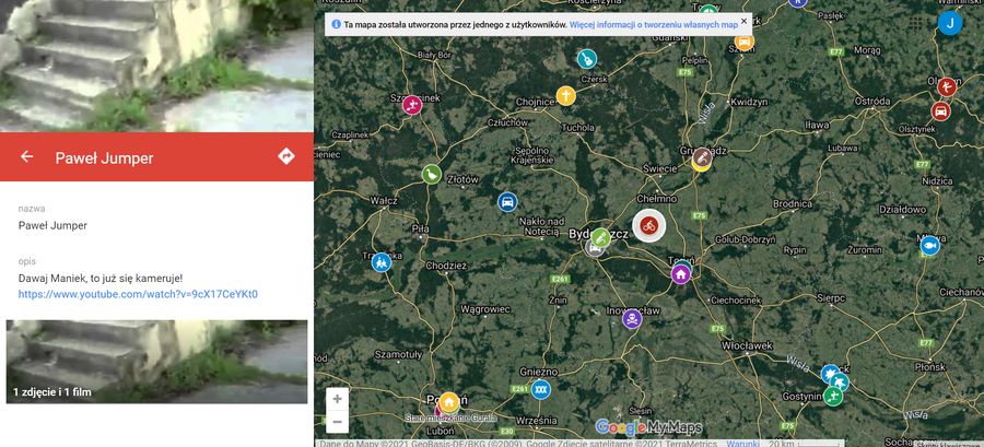 Mapa z klasykami polskiego internetu
