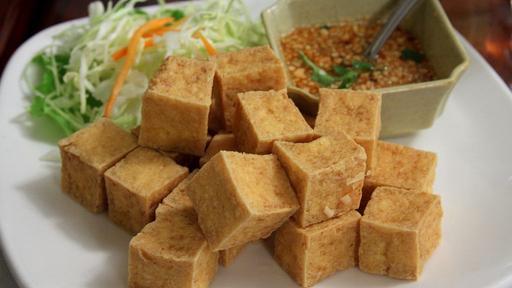 Tofu smażone z dodatkiem siarczanu wapnia