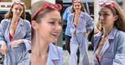 Gigi Hadid w staniku i piżamie