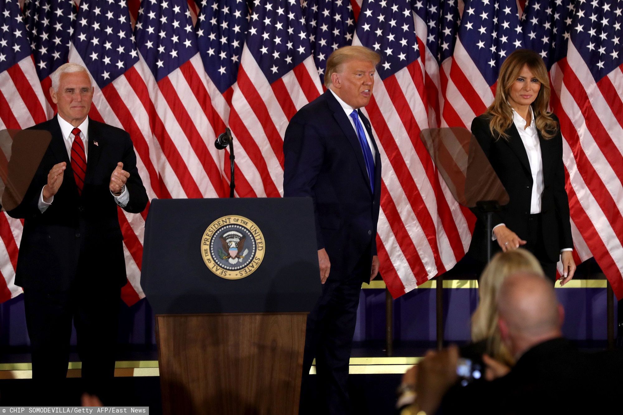 Donald Trump na konferencji prasowej zwołanej po zamknięciu lokali wyborczych