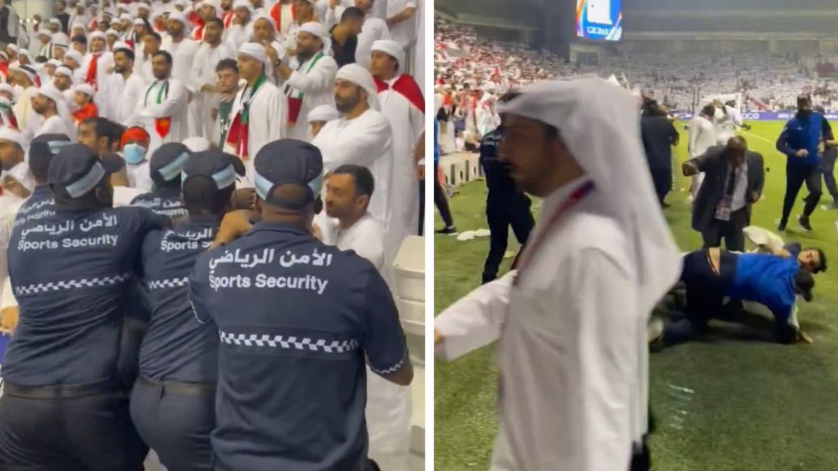 Twitter / James Montague / zamieszki podczas meczu Katar - Zjednoczone Emiraty Arabskie