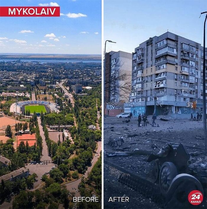 Wojna w Ukrainie: Zdjęcia miejsc przed i po rosyjskim ataku 6
