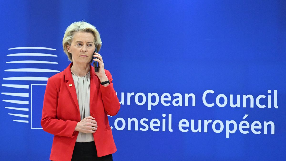 BRUSSELS, BELGIUM - APRIL 17: EU Commission President Ursula von der Leyen attends the first day sessions of the EU summit in Brussels, Belgium on April 17, 2024. (Photo by Dursun Aydemir/Anadolu via Getty Images)