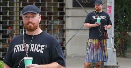 Sam Smith z WYSTYLIZOWANYM wąsem przemierza nowojorskie ulice w ekstrawaganckiej stylówce