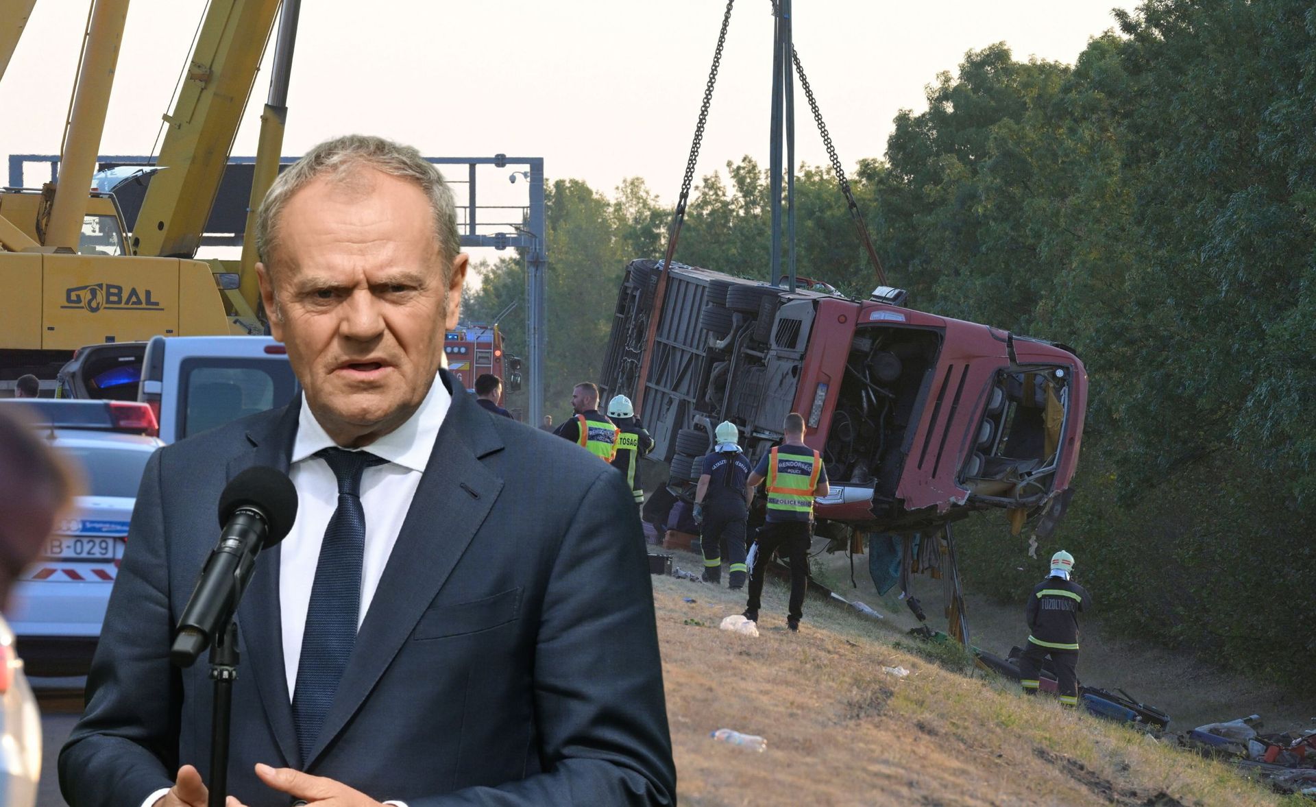 Tusk składa kondolencje po wypadku polskiego autokaru na Węgrzech