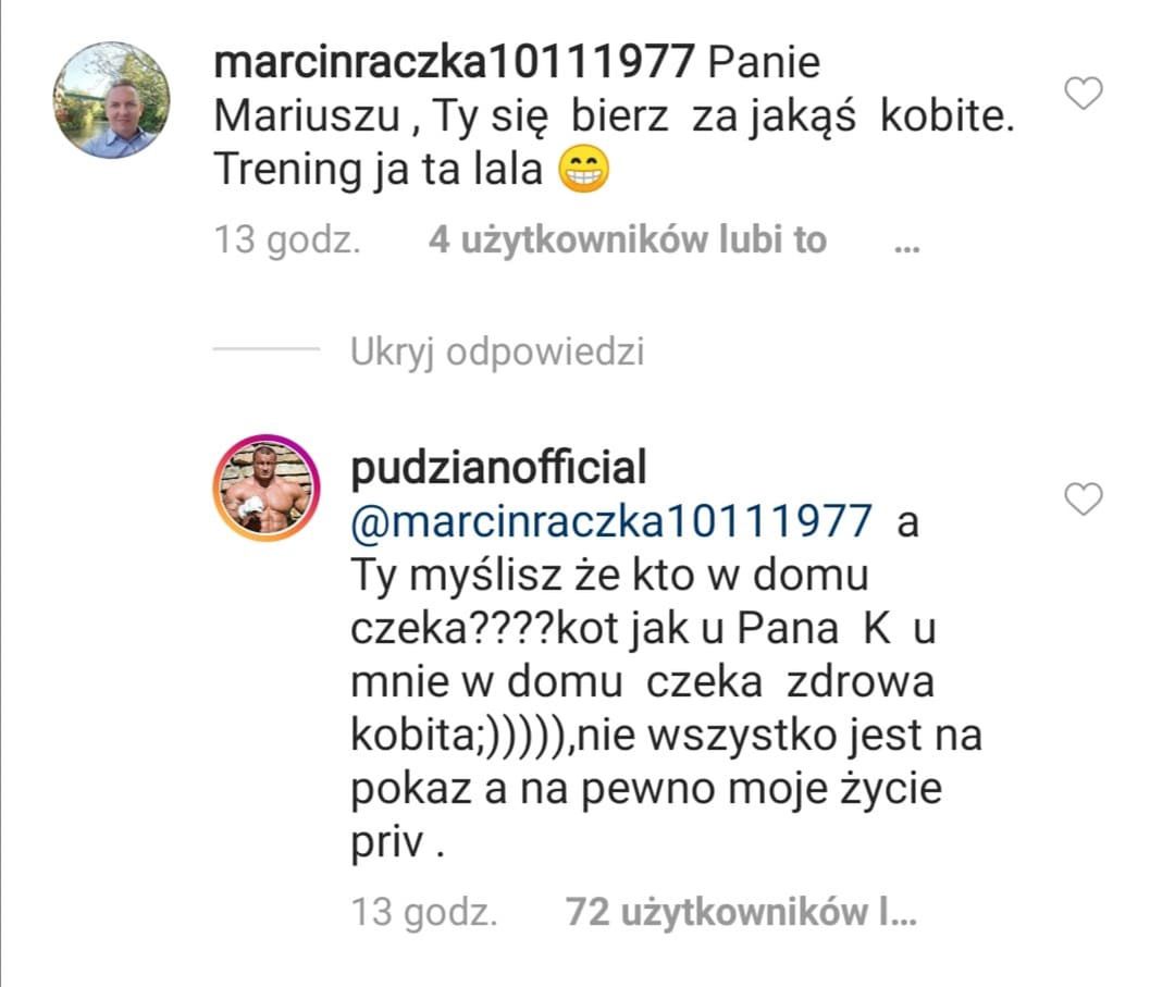 Wymiana zdań na profilu Mariusza Pudzianowskiego